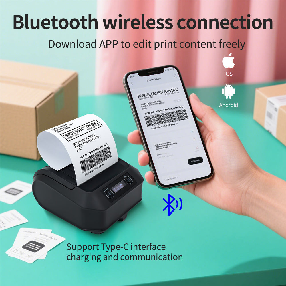 Factory Mini Bluetooth Portable Thermal Printer M9 Wireless Receipt Label 80mm Barcode Printer