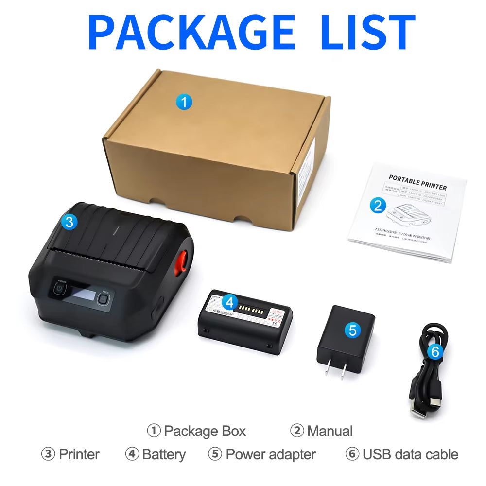 Factory Mini Bluetooth Portable Thermal Printer M3 Wireless Receipt Label 80mm Barcode Printer