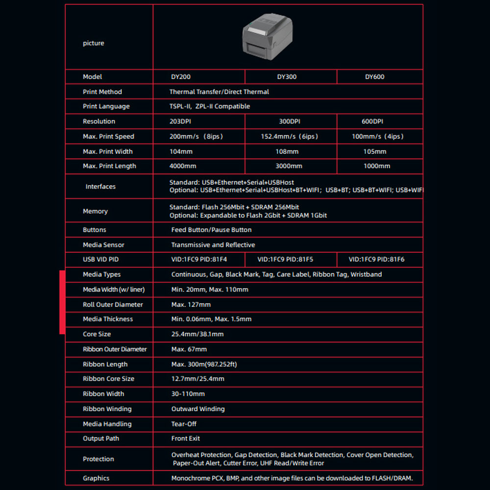 POS Printer Thermal DY200 USB / LAN / Serial / Blue Tooth Price Bill Wall Hanging Kitchen 104mm Barcode Thermal Receipt Printer